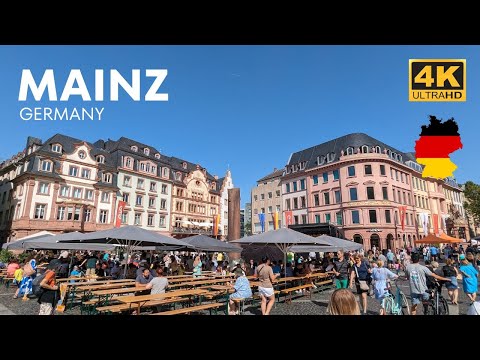 Mainz, Alemanha: um passeio a pé em 2023 I 4K HDR