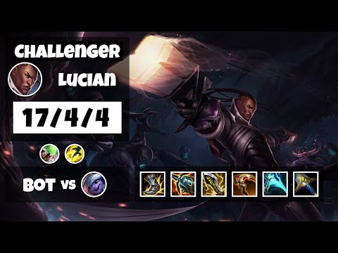 Lucian vs Tristana KOREAN Challenger BOT (17/4/4) - v11.18
