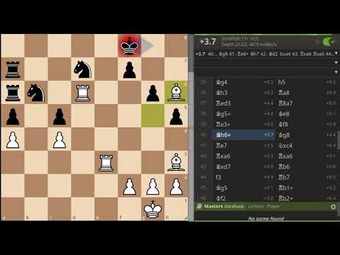 Robert James Fischer vs Emanuel Lasker (by move 35 Black is all tied up!)