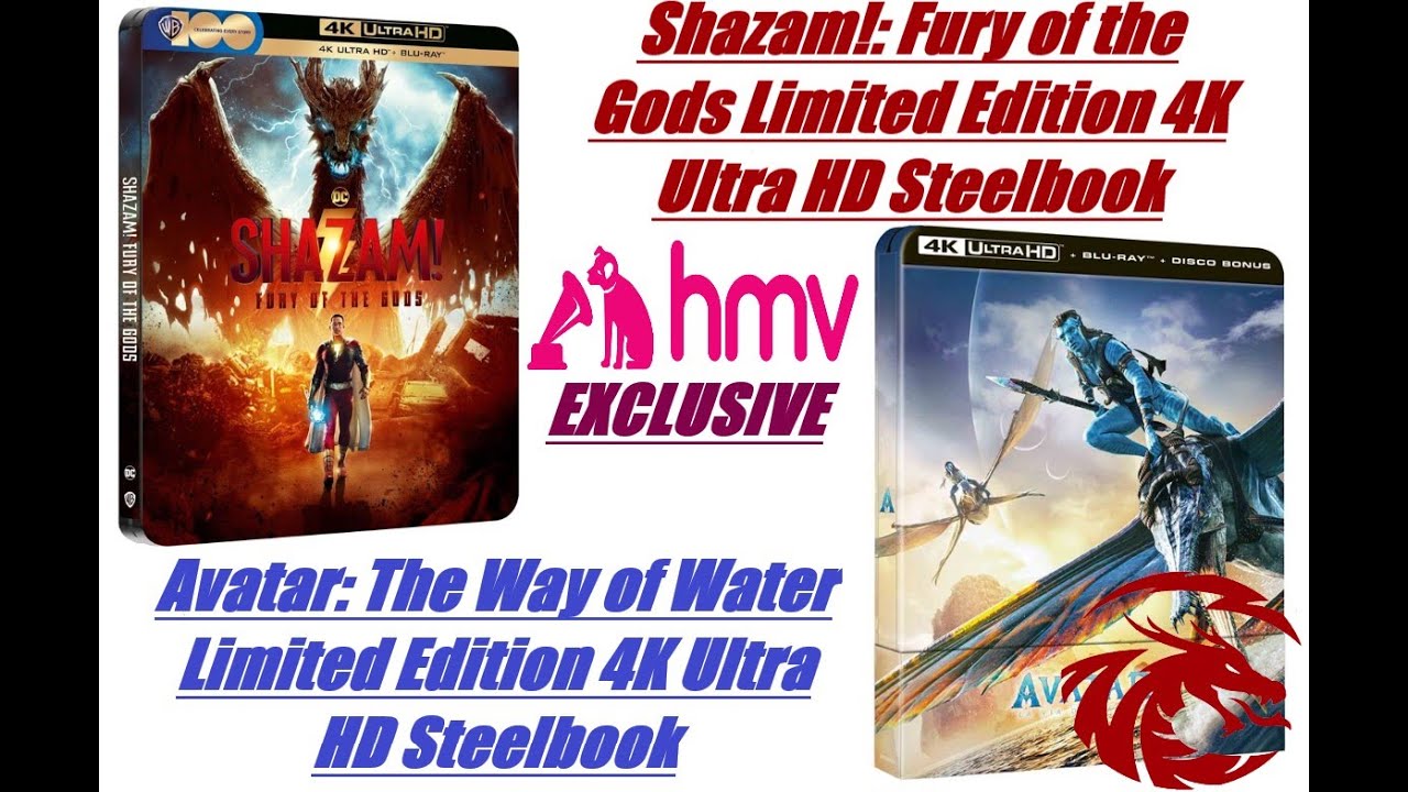 Shazam! Fury of the Gods & Avatar The Way of Water HMV Exclusive 4K Steelbooks #physicalmedia #hmv