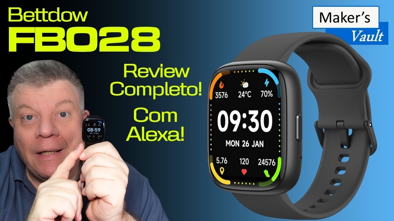 Miniatura da avaliação em vídeo de Smartwatch Bettdow FB046 1.27'' IP68