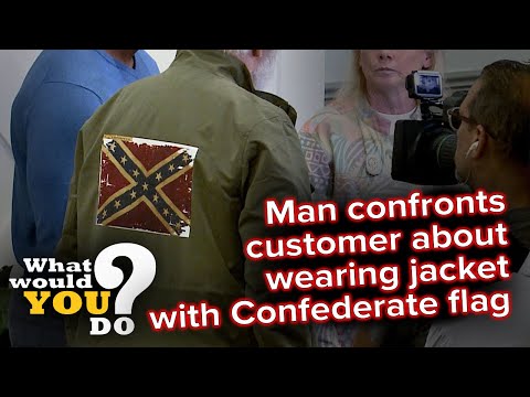 , title : 'Man confronts customer wearing jacket with Confederate flag | WWYD'