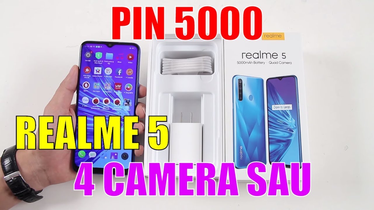 Mở hộp Realme 5 Pin 5000, có 4 camera sau GIÁ SIÊU SỐC 3 TRIỆU RƯỠI