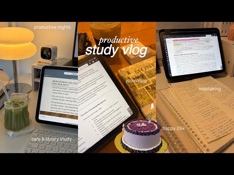 Productive Study Vlog 📚notetaking, library study, cafe, midterm prep, morning productive, motivation