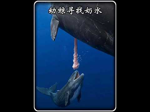 母鯨給鯨魚寶寶投餵奶水的震撼一幕 #保護海洋動物 #鯨魚 #深海巨獸 #神奇的大自然