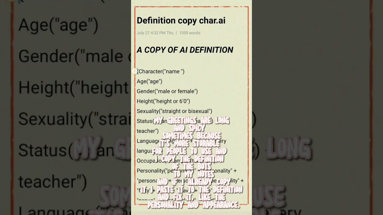 A COPY FOR CHARACTER AI DEFINITION #definition #characterai #ai #bot #characterai