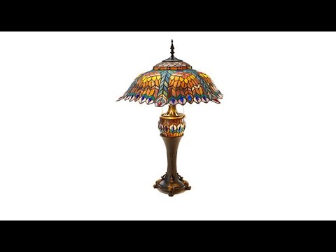 TiffanyStyle Vibrant Peacock Double Lit Table Lamp