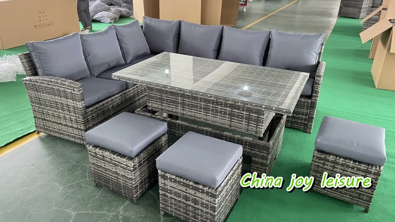 Best China 9 Seater Rattan Garden Corner Sofa Set With Rising Table Price