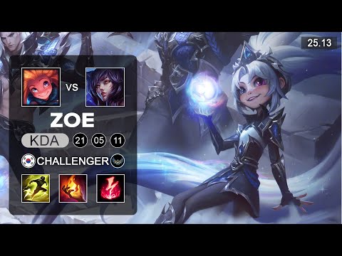 Zoe vs Ahri Mid - KR Challenger - Patch 25.13 Season 15