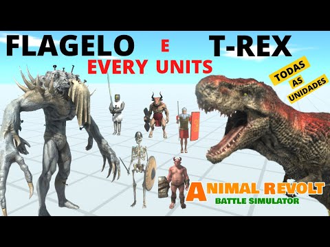 Flagelo e T Rex vs Todas as Unidades  - Animal Revolt Battle Simulator