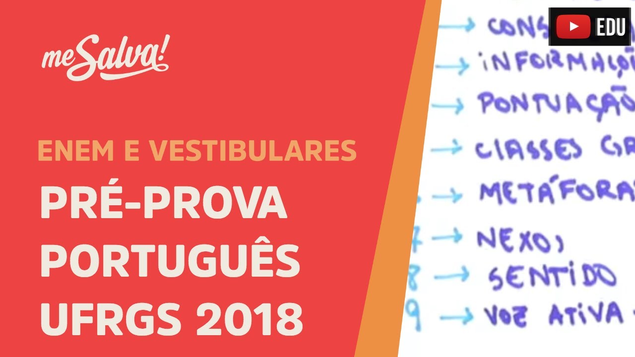 Pré-Prova Prova de Português Vestibular UFRGS 2018 - Me Salva!