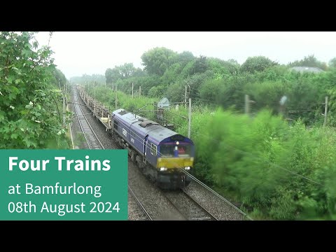 Four Freight Trains at Bamfurlong - 08th August 2024