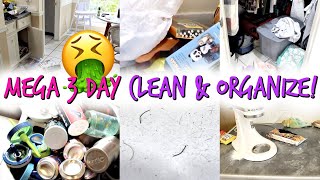 NEW! *MEGA* 3 DAY CLEAN & ORGANIZE WITH ME! EXTREME CLEANING MOTIVATION! MESSY HOUSE! SAHM
