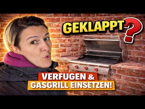 Building your own outdoor kitchen – grouting brick walls & installing a gas grill Part 15