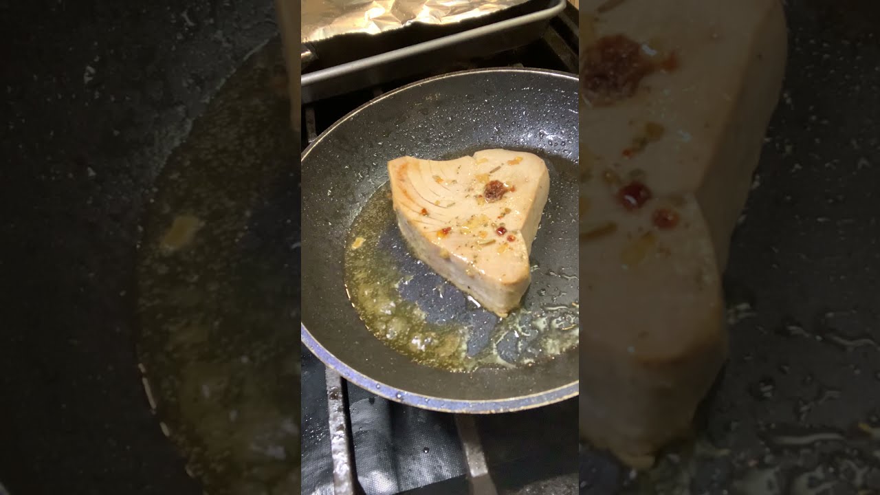Watch video #Shorts | Frying Ahi Tuna Steak in Olive Oil Now #Shorts | Frying Ahi Tuna Steak in Olive Oil