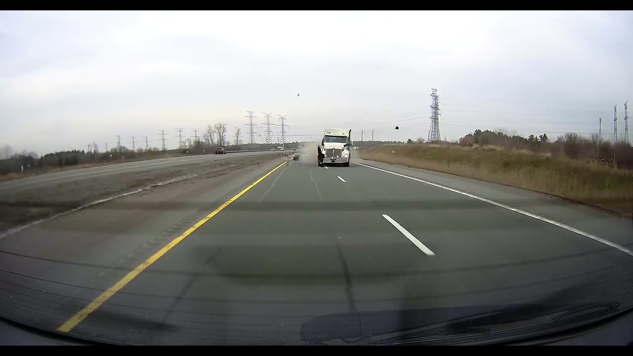 Truck Tire Blown on HWY412 Ontario || ViralHog