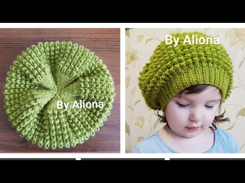 Bereta tricotata cu modelul porumb.  Вяжем берет спицами.