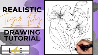 How to draw a Realistic TIGER LILY!! Step-by-Step Pencil Drawing! Tiger Lily! How to draw a lily!
