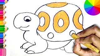 Glitter Turtle coloring pages Learn Colors for kids | Prag Art and Play ☆