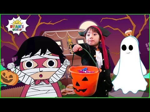 Halloween Trick or Treating at the Haunted House with Ryan | Animation for Kids