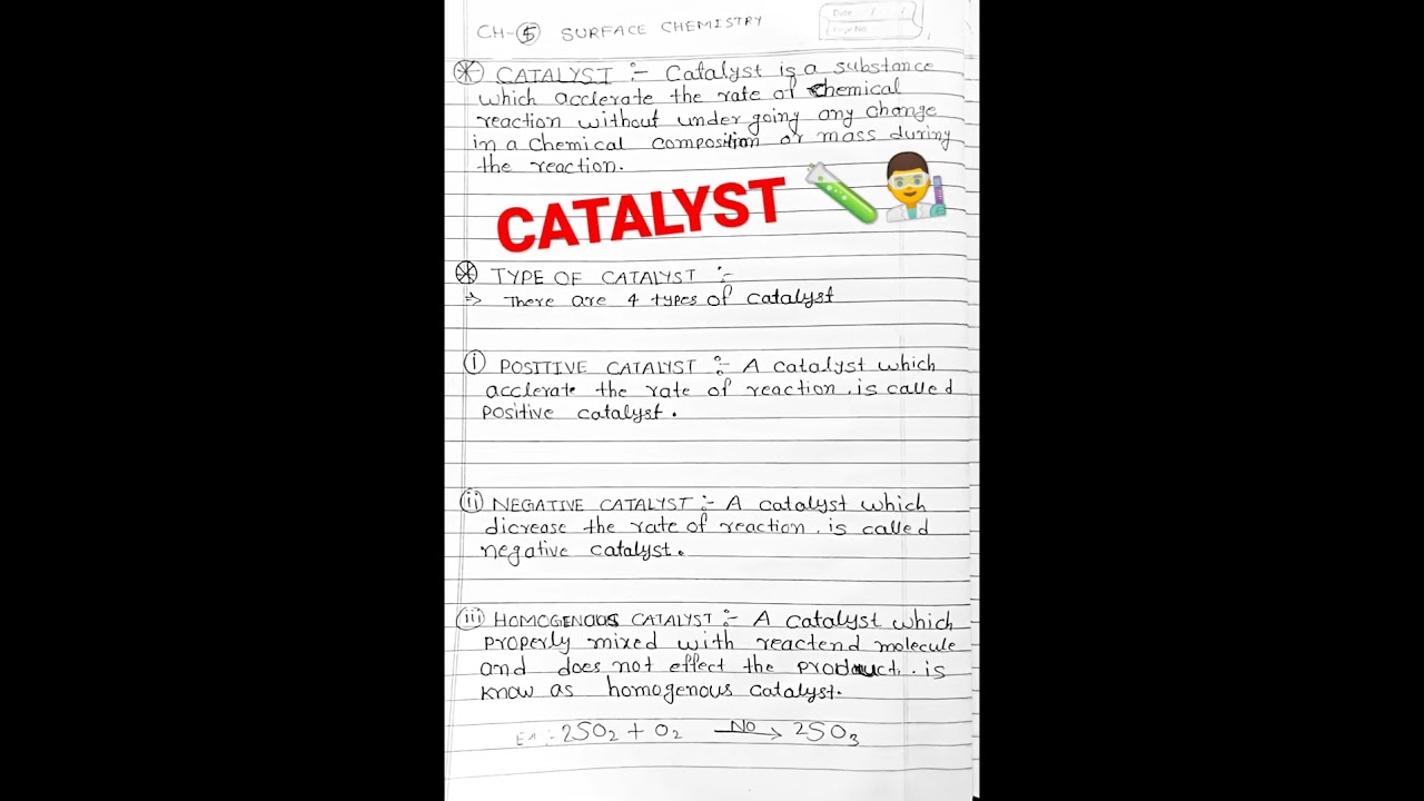 Class 12th chemistry notes chapter 5 Catalyst 👨‍🔬🧪|| Types of catalyst 💯✅|| #youtubeshorts #physics