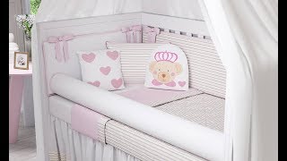 Kit Berço Ursa Princesa Rosa - Grão de Gente