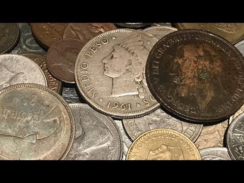 DOUBLE SILVER World Coin Loot Bag Half Pound Search - Bag #13