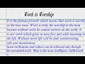 Essay On Work Is Worship In English Work Is Worship Essay