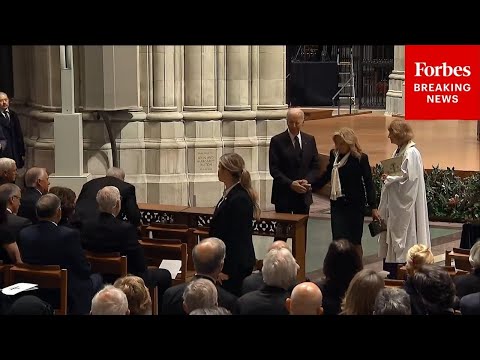 JUST IN: Former President Joe Biden Arrives At Funeral For Dick Cheney