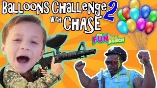 CHASE &amp; PAPA CANDY BALLOON GUN CHALLENGE w/ OFFICE BUFF AND THE FUNKEE BUNCH!!!