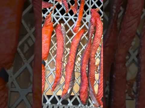 Drying Salmon Strips in Dehydrator