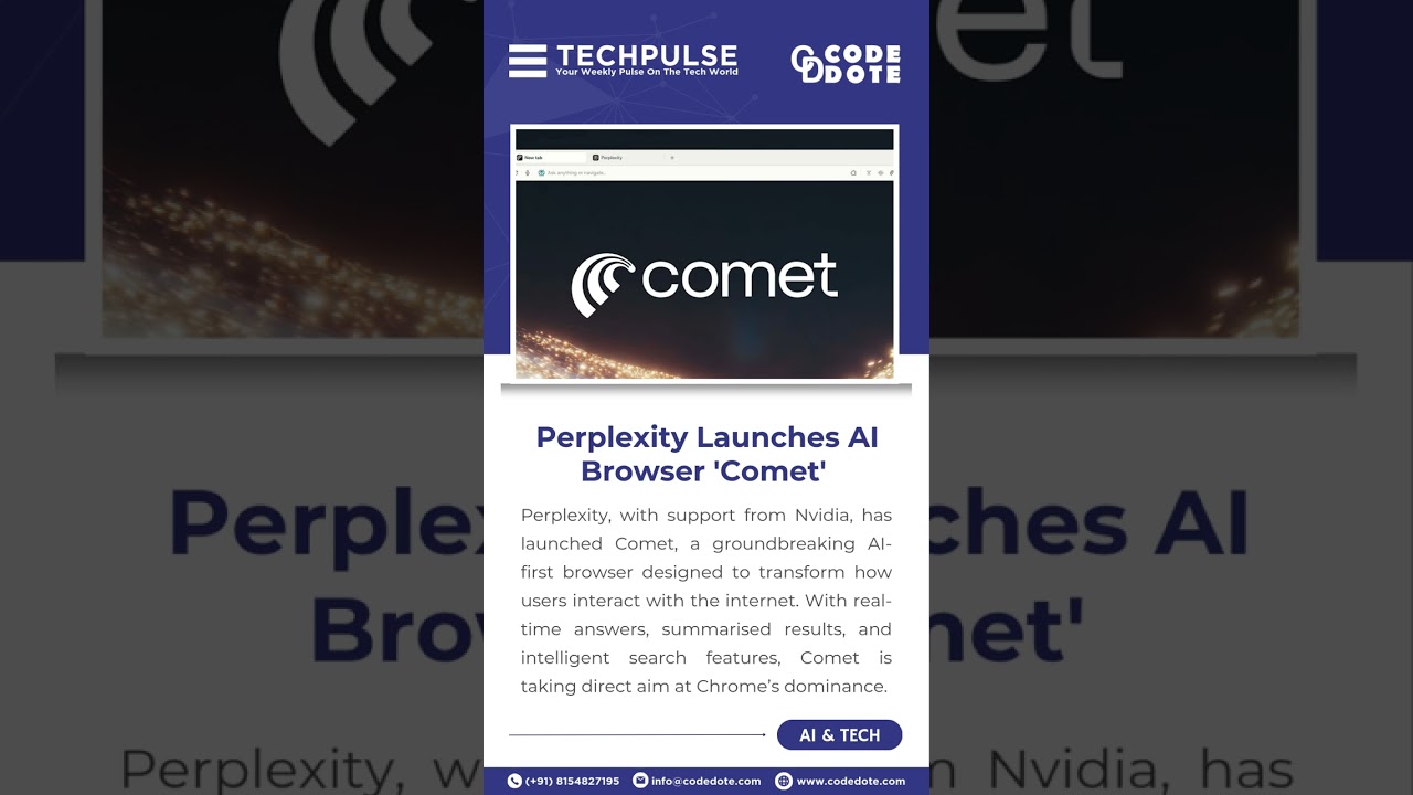 #perplexityai Launches ‘Comet’ AI Browser to Rival Chrome #shorts #techpulse #codedotetechnologies