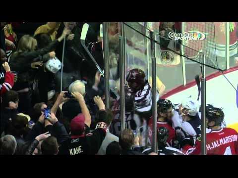 Board glass knocked out, Pardy gets helmet ripped off Winnipeg Jets vs Chicago Blackhawks 11/6/13