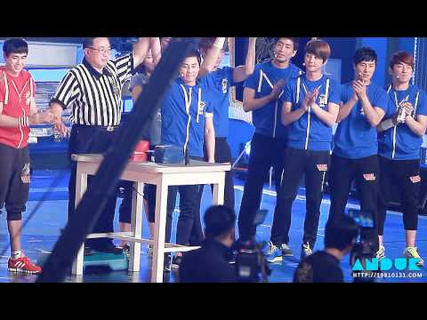 120508 Shinhwa's Andy win arm wrestling