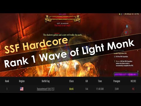 Rank 1 Wave of Light Monk - SSF Hardcore Diablo 3 Season 27