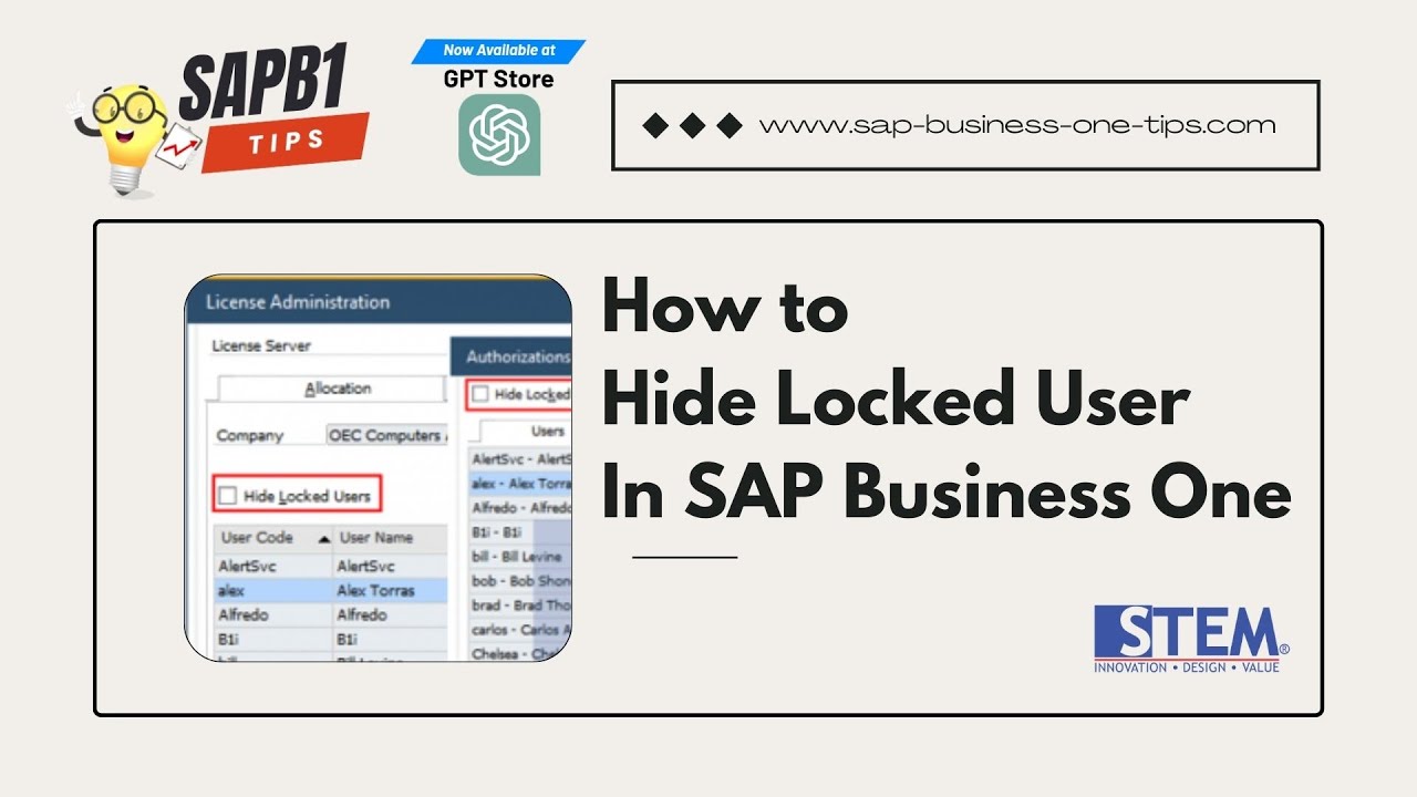 How to Hide Locked Users in SAP Business One