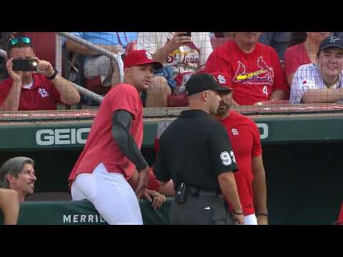 Miles Mikolas and Oliver Marmol are ejected after a hit by pitch