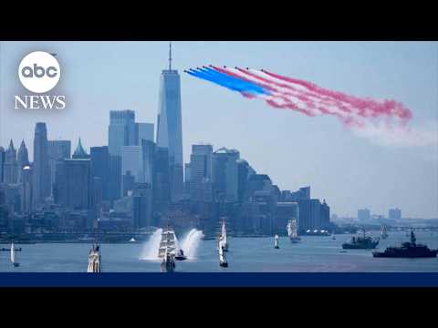 Vessels from around the world participate in parade of tall ships up  Hudson River