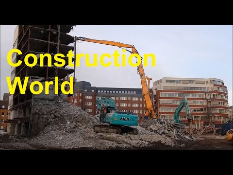 Excavator Liebherr 974 and Hitachi 870 XXL demolition site