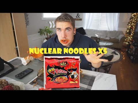 EXTREME SPICY FIRE NOODLE CHALLENGE X5 - Vs BadLandsChugs