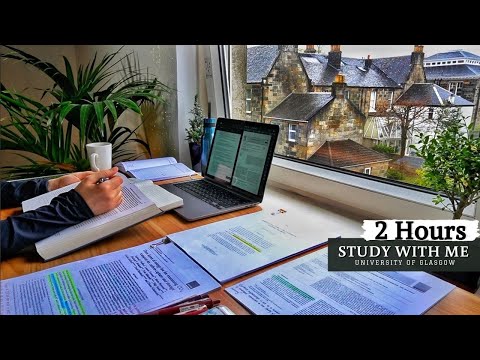 2 HOUR STUDY WITH ME  | Cycle in Glasgow in Break 🚵, Background noise,10-min break, No Music, Merve