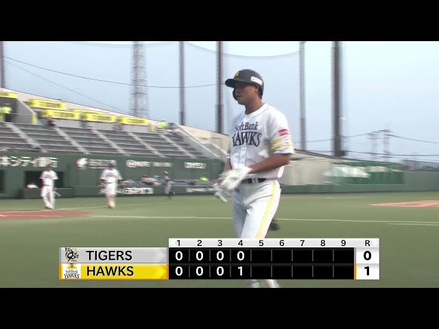 【ファーム】チャンスを逃さない!! ホークス・笹川吉康 レフトへのタイムリーで先制!! 2025年7月3日 福岡ソフトバンクホークス 対 阪神タイガース