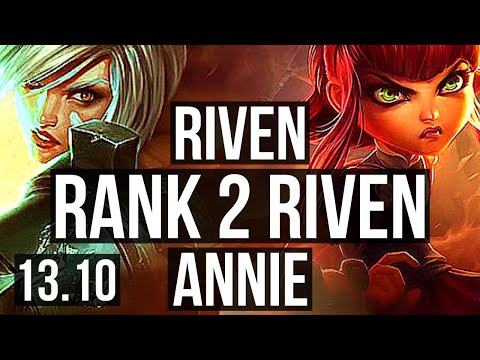 RIVEN vs ANNIE (MID) | Rank 2 Riven, 12/1/4, 2.7M mastery, 1200+ games | KR Challenger | 13.10