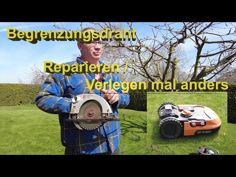 Begrenzungsdraht Verlegen / Reparieren mit Handkreissäge - Rasen-Mähroboter