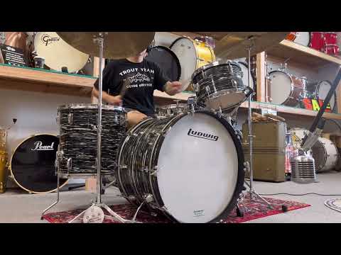 1970s Ludwig Oyster Black Pearl 14x22 8x12 16x16 Drum Set image 15