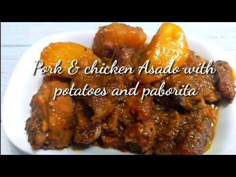 Chicken & Pork asado with potatoes and paborita |...