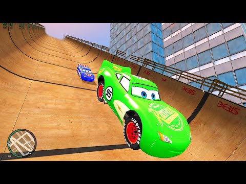 Lightning McQueen Green Vs Captain America McQueen Extreme Car Jump Ep. 1 GTA IV