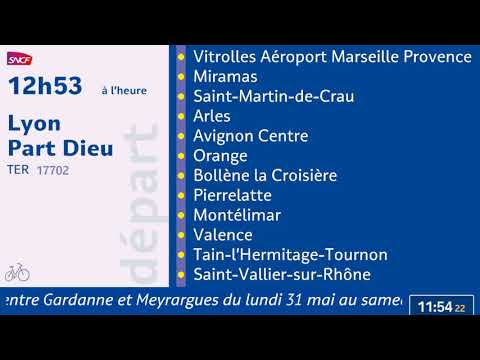 Annonce SNCF train TER Corail Marseille - Lyon 17702 [HD - animé]