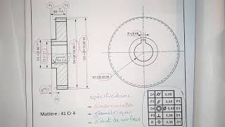 Dessin de définition : spécifications dimensionnelles,  géométriques et d'état de surface