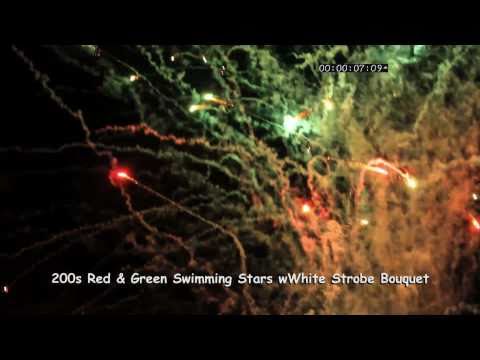 200s Red & Green Swimming Stars w-White Strobe Bouquet